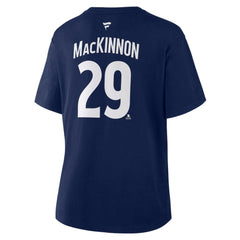 NHL Nathan MacKinnon Colorado Avalanche Fanatics Women's Authentic Stack Name & Number T-Shirt - Navy
