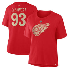 NHL Alex DeBrincat Detroit Red Wings Fanatics Women's Authentic Stack Name & Number T-Shirt - Red