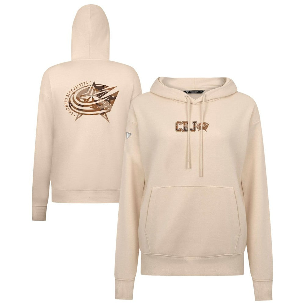 NHL Columbus Blue Jackets Levelwear Women's Desert Camo Adorn Battalion Pullover Hoodie - Khaki