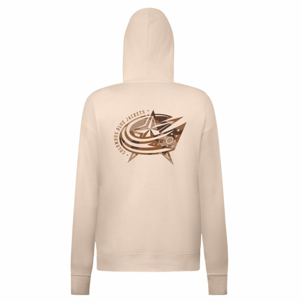 NHL Columbus Blue Jackets Levelwear Women's Desert Camo Adorn Battalion Pullover Hoodie - Khaki