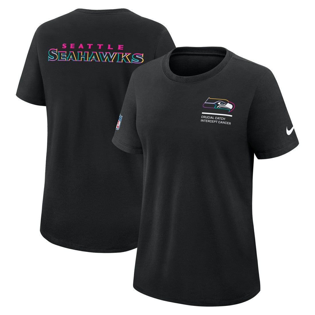 Seattle Seahawks Women's 2025 NFL Crucial Catch Tri-Blend Dri-FIT T-Shirt Black