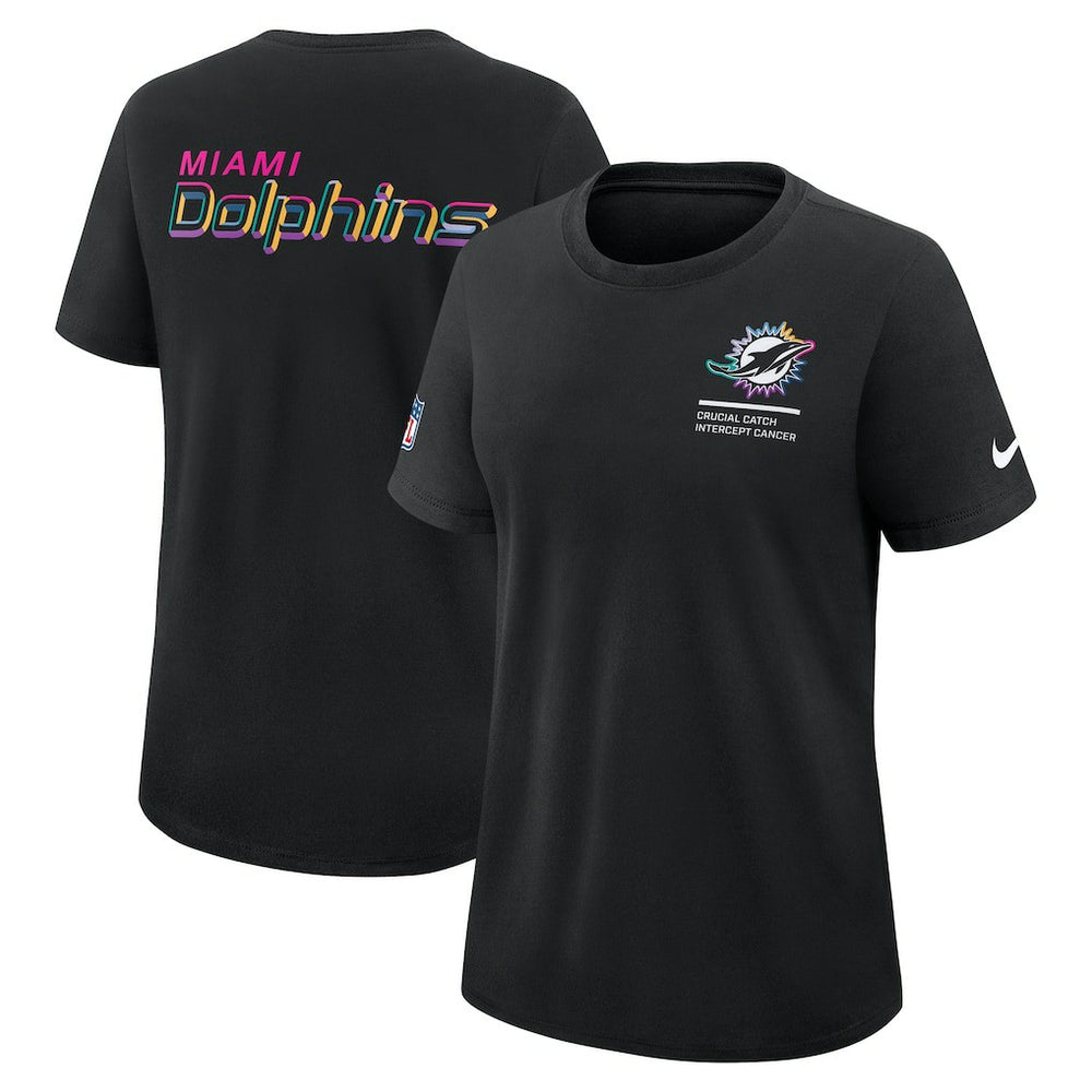 Miami Dolphins Women's 2025 NFL Crucial Catch Tri-Blend Dri-FIT T-Shirt Black