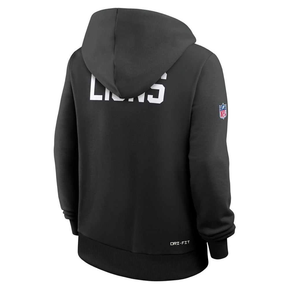 Detroit Lions Women's Throwback Sideline Standard Issue Dri-FIT Hoodie Black