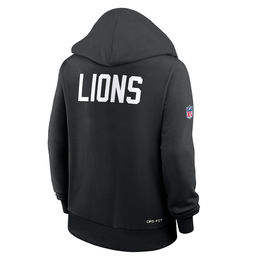 Detroit Lions Women's Throwback Sideline Standard Issue Dri-FIT Hoodie Black
