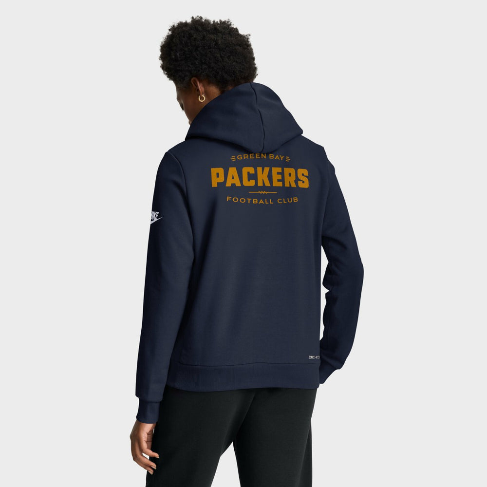 Green Bay Packers Women's Sideline Standard Issue Dri-FIT Hoodie Navy