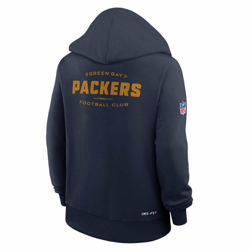 Green Bay Packers Women's Sideline Standard Issue Dri-FIT Hoodie Navy