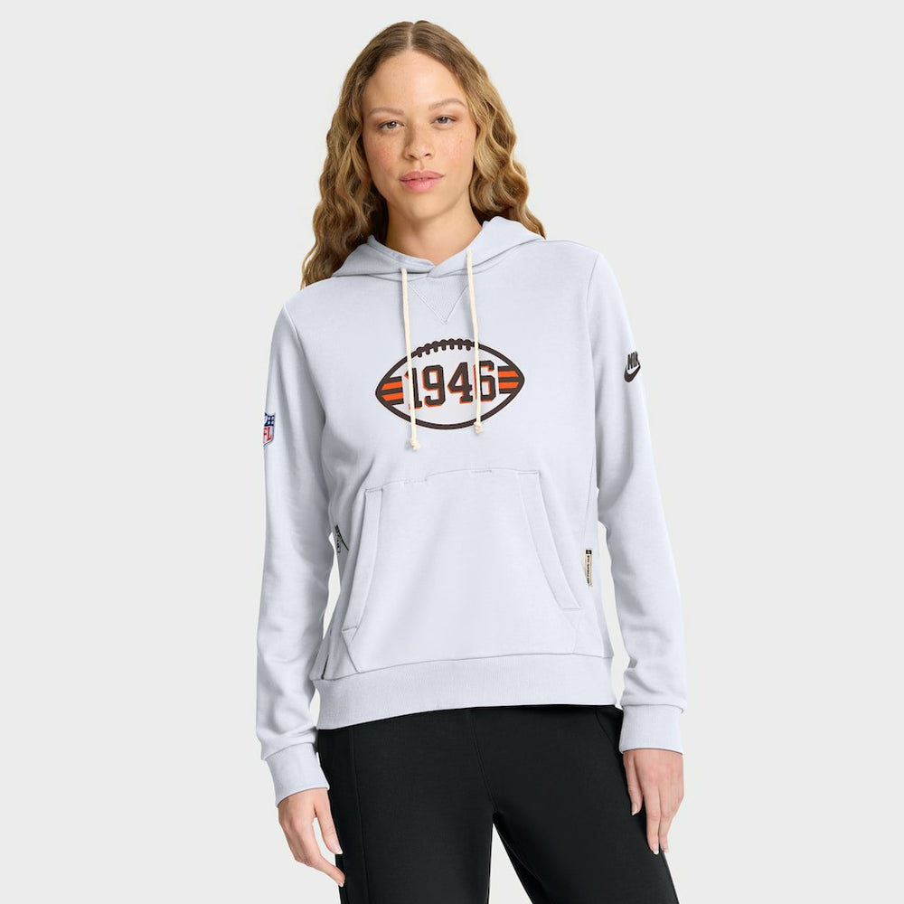 Cleveland Browns Women's Throwback Sideline Standard Issue Dri-FIT Hoodie White