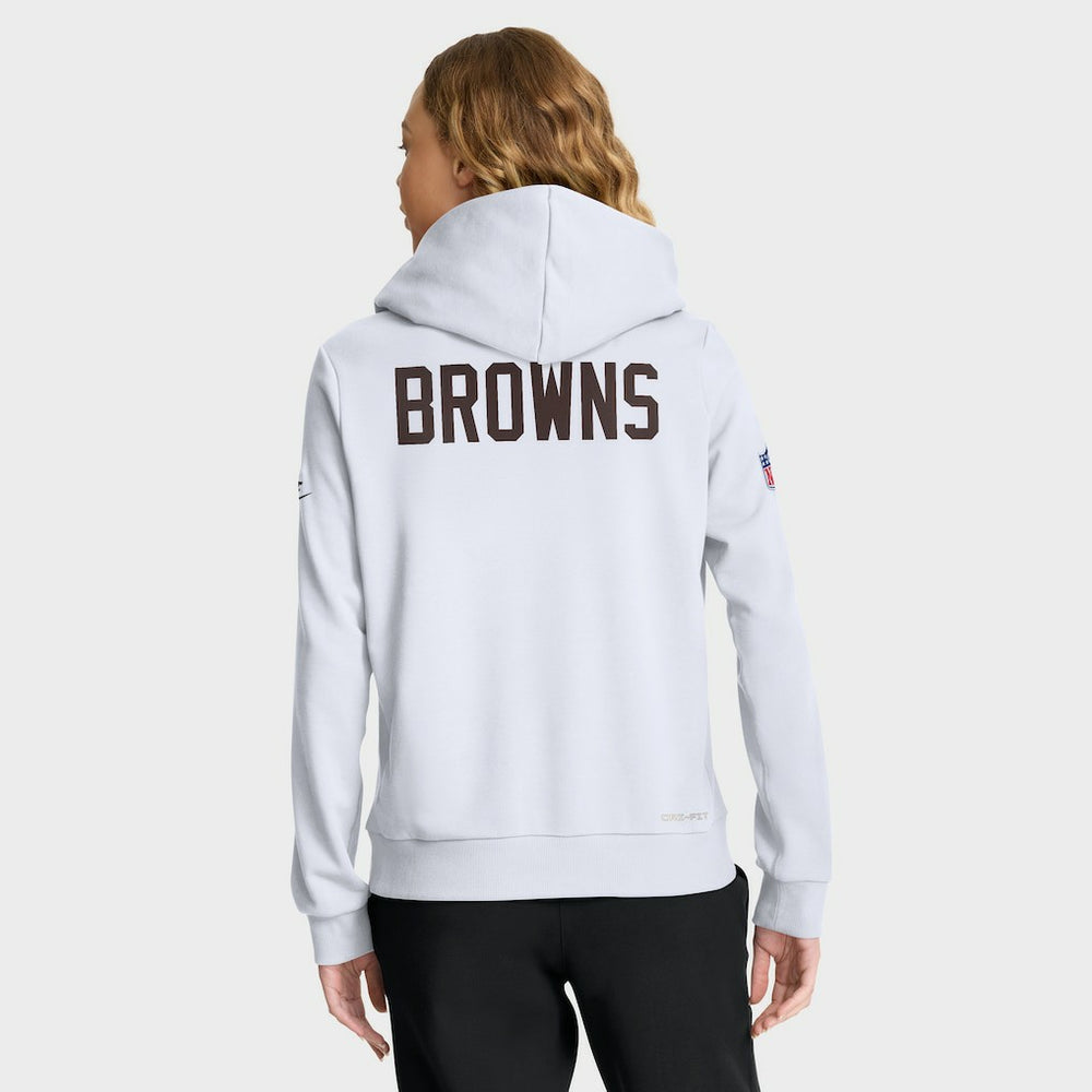 Cleveland Browns Women's Throwback Sideline Standard Issue Dri-FIT Hoodie White