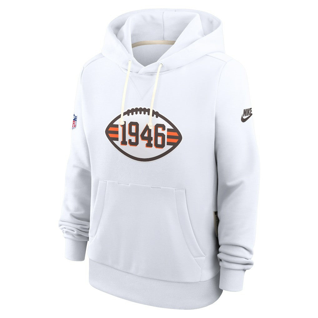 Cleveland Browns Women's Throwback Sideline Standard Issue Dri-FIT Hoodie White