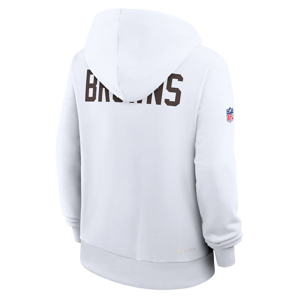 Cleveland Browns Women's Throwback Sideline Standard Issue Dri-FIT Hoodie White