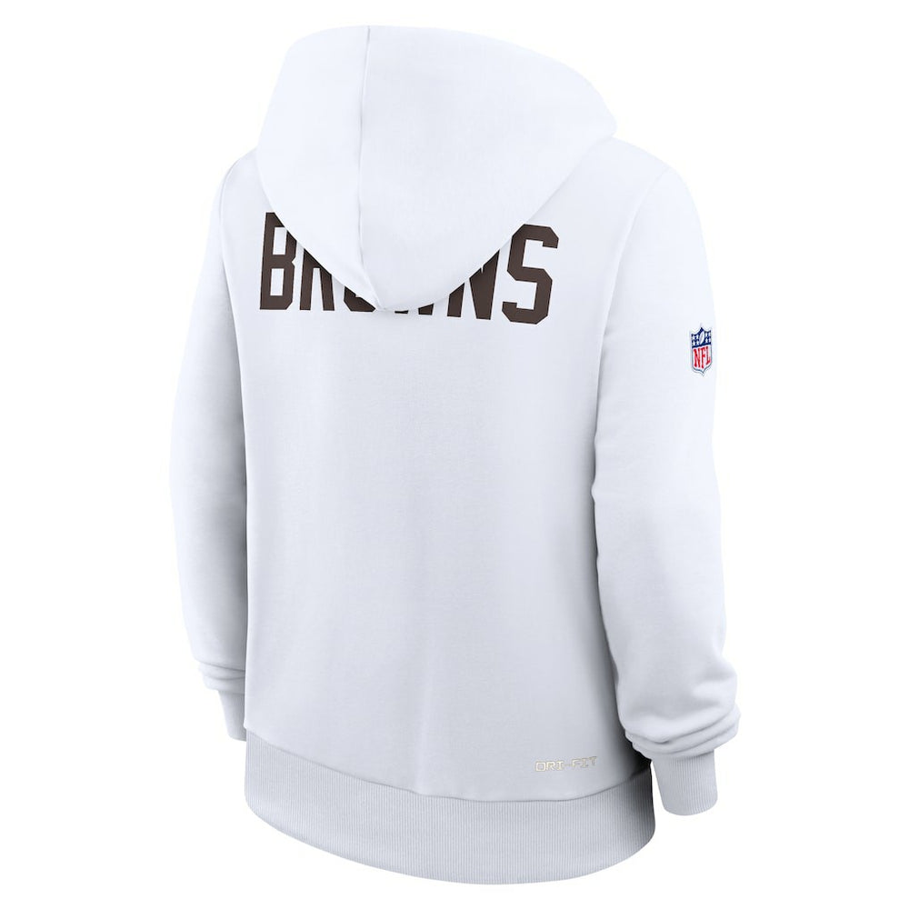 Cleveland Browns Women's Throwback Sideline Standard Issue Dri-FIT Hoodie White