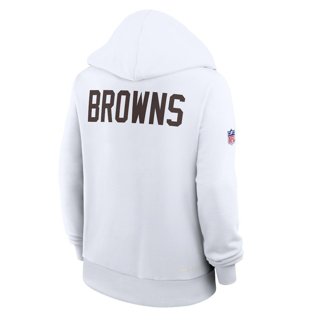 Cleveland Browns Women's Throwback Sideline Standard Issue Dri-FIT Hoodie White