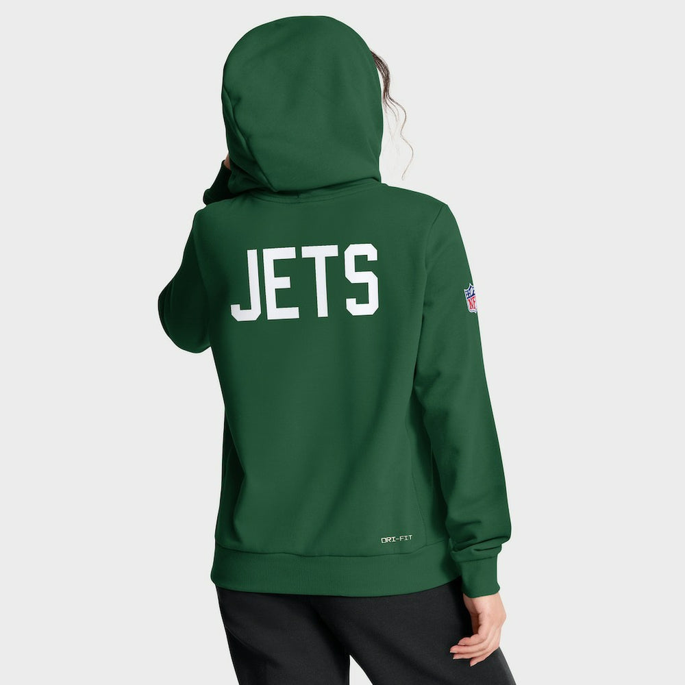 New York Jets Women's Throwback Sideline Standard Issue Dri-FIT Hoodie Kelly Green
