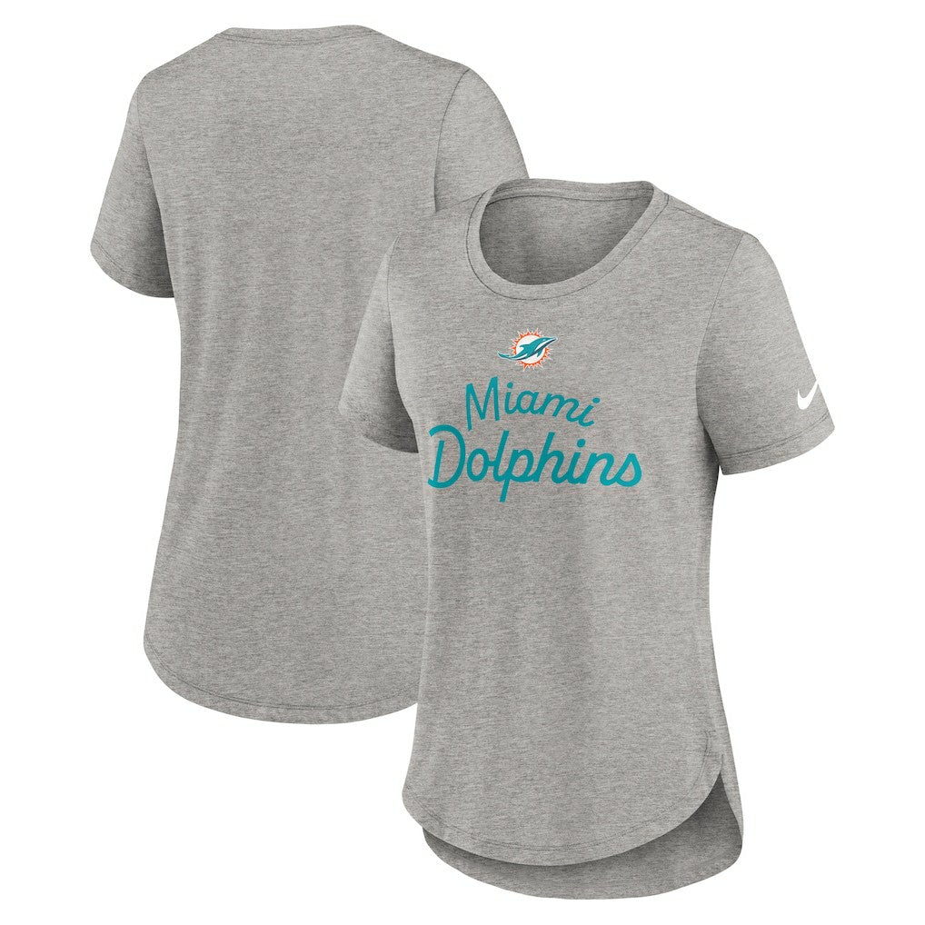 Miami Dolphins Women's Script Tri-Blend T-Shirt Gray