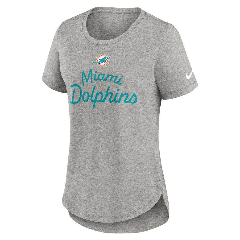 Miami Dolphins Women's Script Tri-Blend T-Shirt Gray