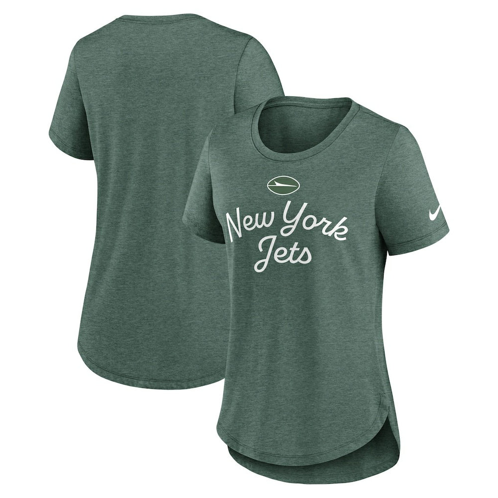 New York Jets Women's Script Tri-Blend T-Shirt Green