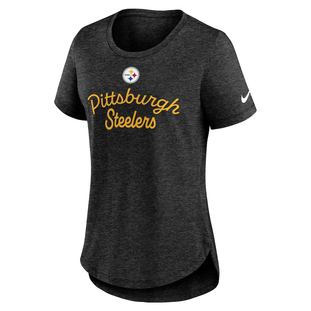 Pittsburgh Steelers Women's Script Tri-Blend T-Shirt Black