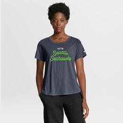 Seattle Seahawks Women's Script Tri-Blend T-Shirt College Navy