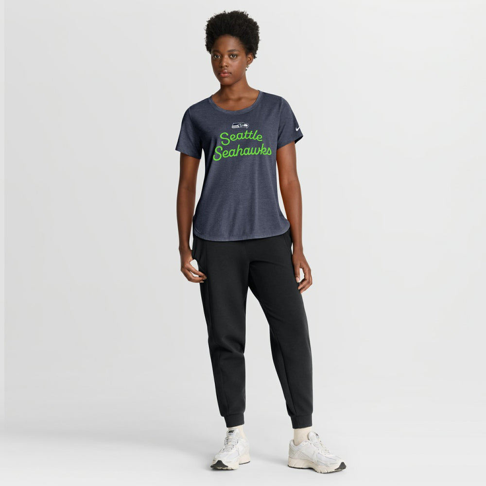 Seattle Seahawks Women's Script Tri-Blend T-Shirt College Navy