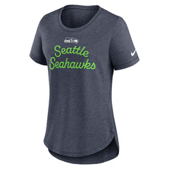 Seattle Seahawks Women's Script Tri-Blend T-Shirt College Navy