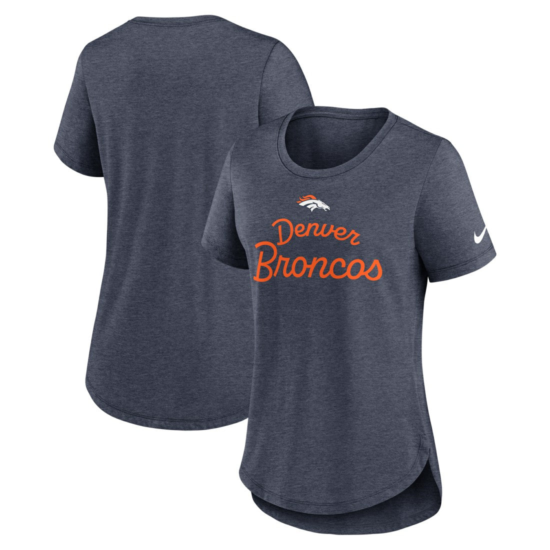 Denver Broncos Women's Script Tri-Blend T-Shirt Navy