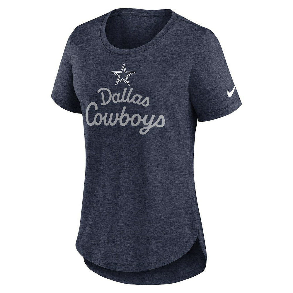 Dallas Cowboys Women's Script Tri-Blend T-Shirt Heather Navy