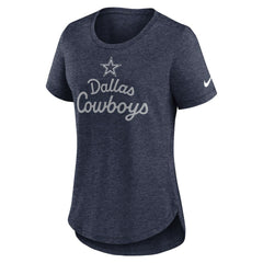 Dallas Cowboys Women's Script Tri-Blend T-Shirt Heather Navy
