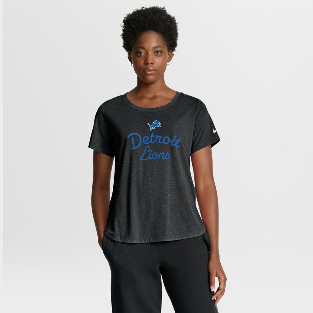 Detroit Lions Women's Script Tri-Blend T-Shirt Black