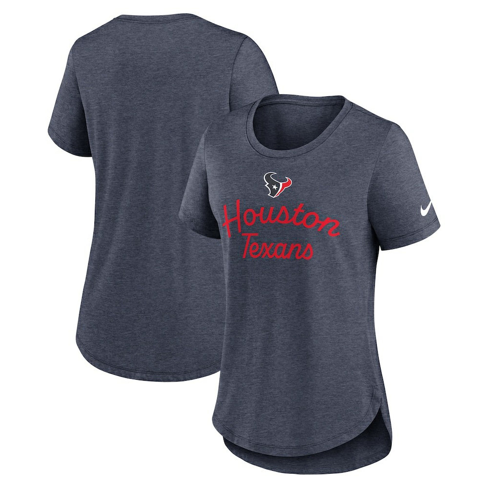 Houston Texans Women's Script Tri-Blend T-Shirt Navy