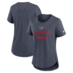 Houston Texans Women's Script Tri-Blend T-Shirt Navy