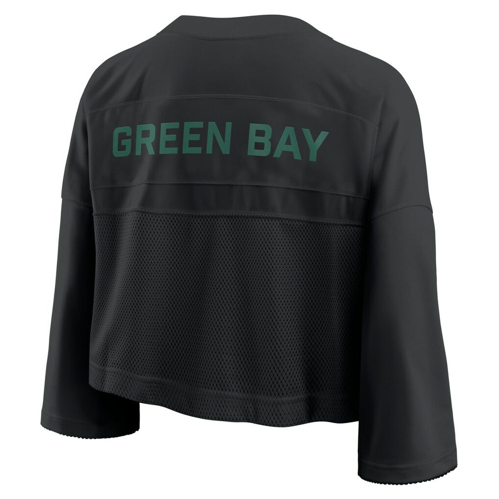 Green Bay Packers Women's Primetime Cropped Mesh Dri-FIT Fashion Jersey Black