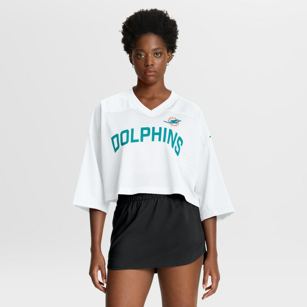 Miami Dolphins Women's Primetime Cropped Mesh Dri-FIT Fashion Jersey White
