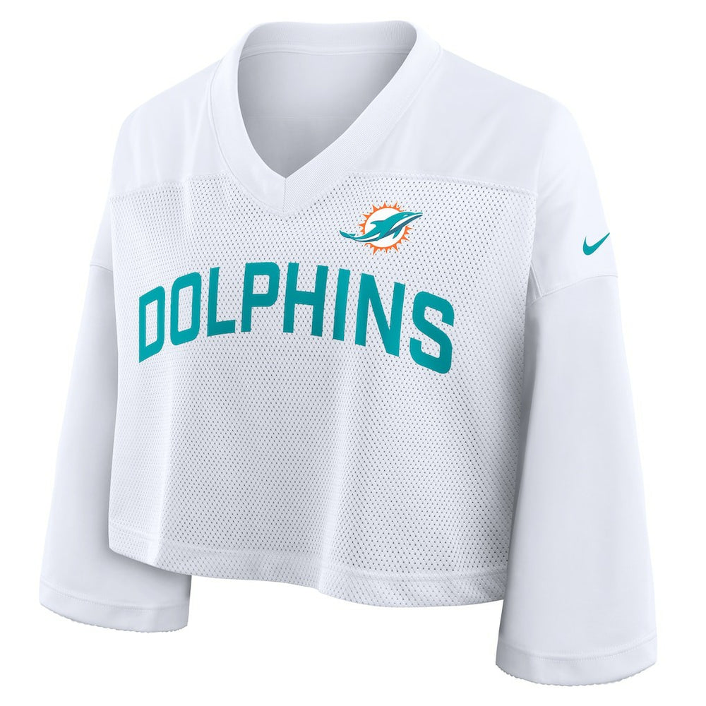 Miami Dolphins Women's Primetime Cropped Mesh Dri-FIT Fashion Jersey White