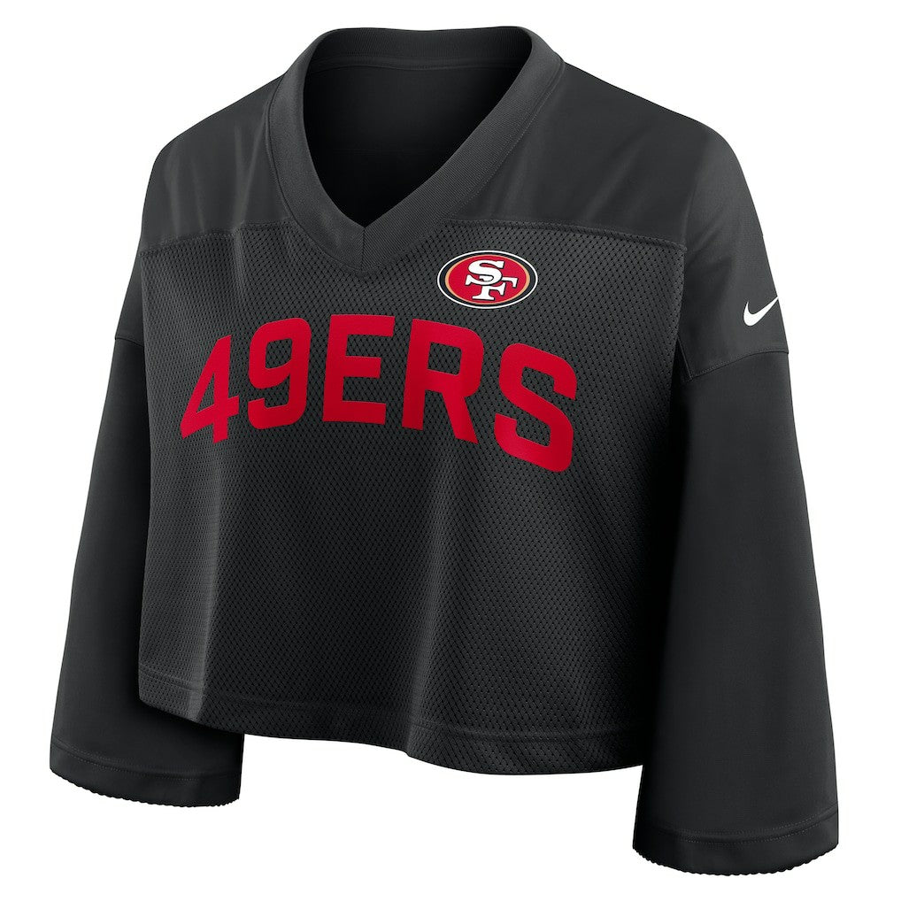 San Francisco 49ers Women's Primetime Cropped Mesh Dri-FIT Fashion Jersey Black