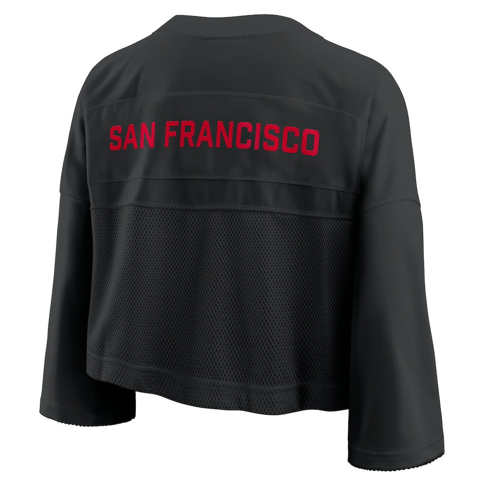 San Francisco 49ers Women's Primetime Cropped Mesh Dri-FIT Fashion Jersey Black