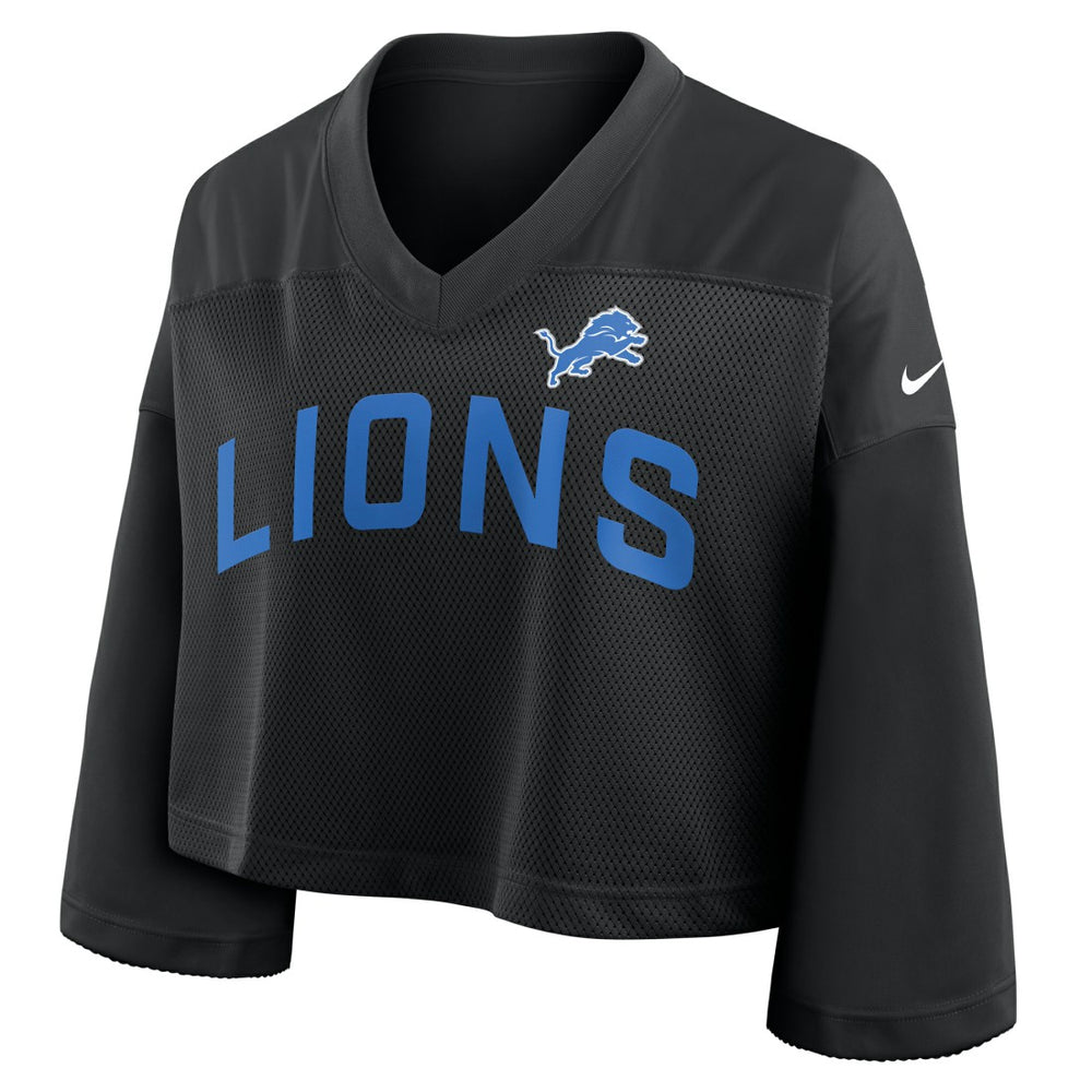 Detroit Lions Women's Primetime Cropped Mesh Dri-FIT Fashion Jersey Black