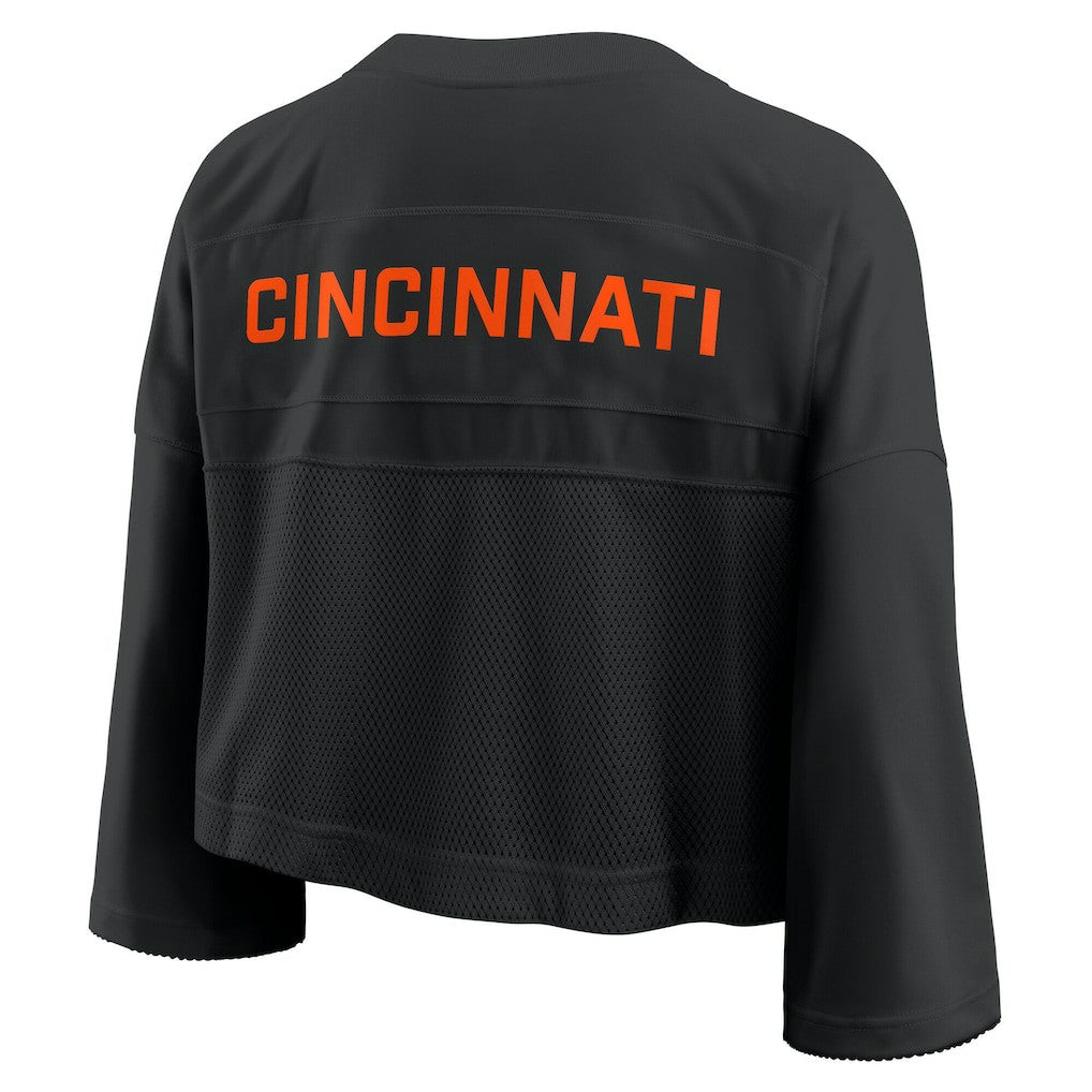 Cincinnati Bengals Women's Primetime Cropped Mesh Dri-FIT Fashion Jersey Black