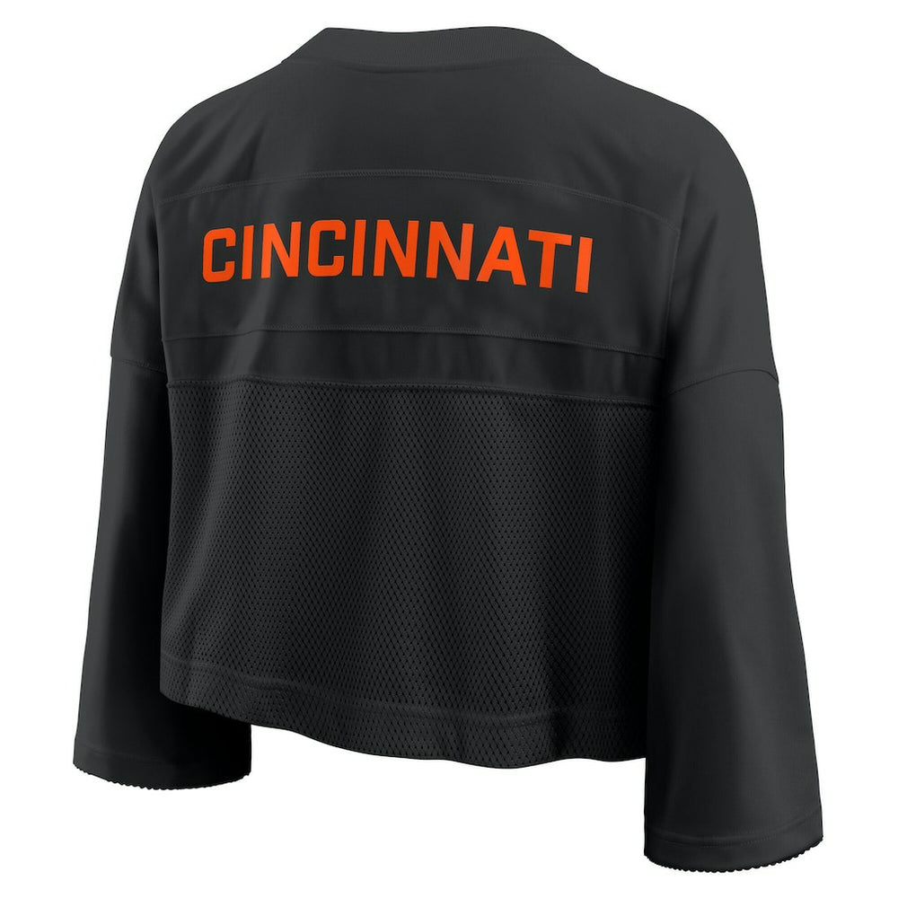 Cincinnati Bengals Women's Primetime Cropped Mesh Dri-FIT Fashion Jersey Black