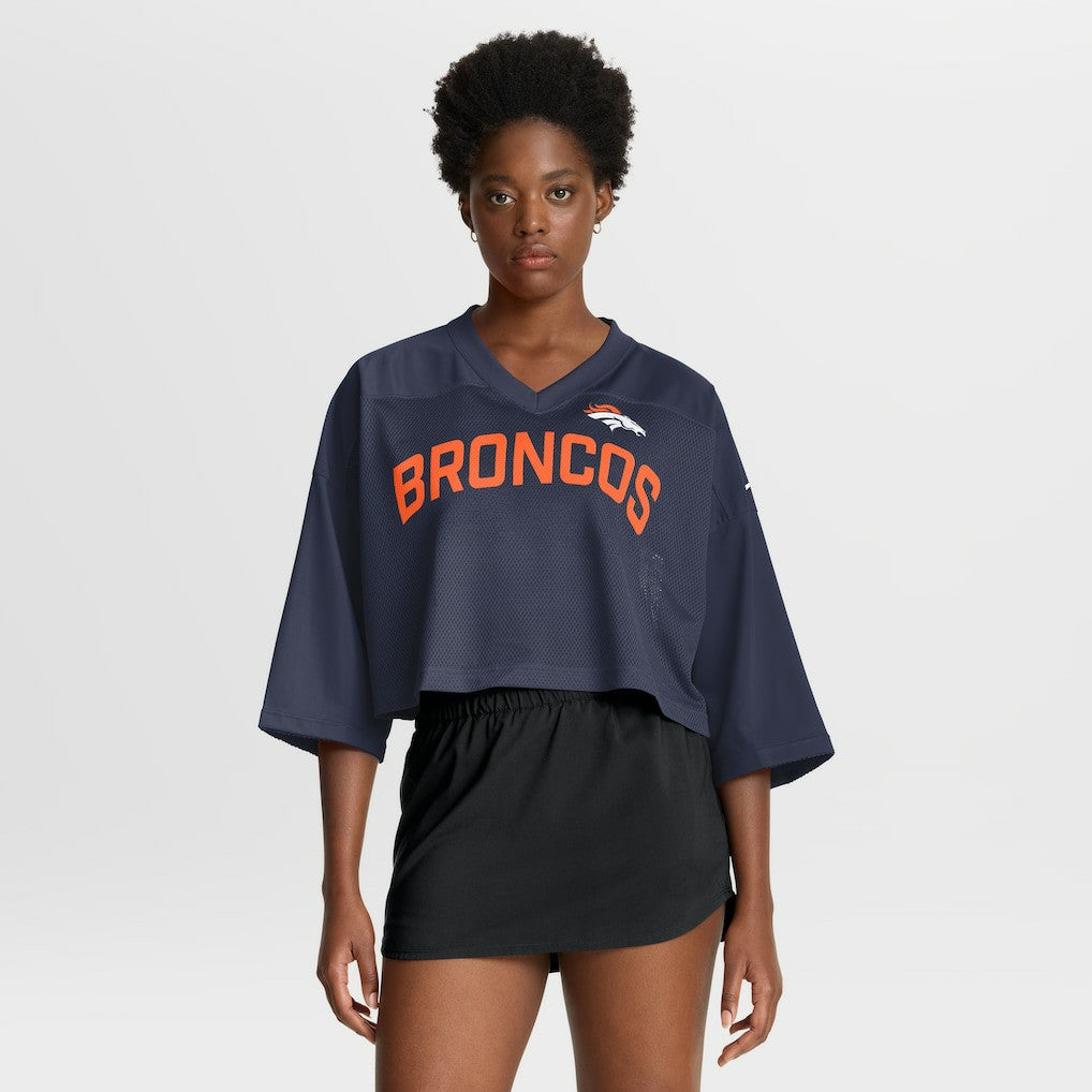 Denver Broncos Women's Primetime Cropped Mesh Dri-FIT Fashion Jersey Navy