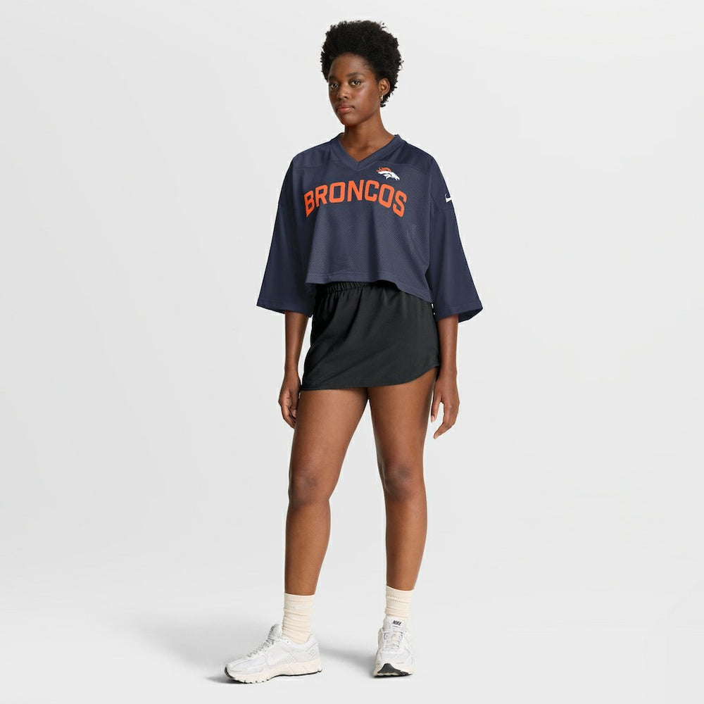 Denver Broncos Women's Primetime Cropped Mesh Dri-FIT Fashion Jersey Navy