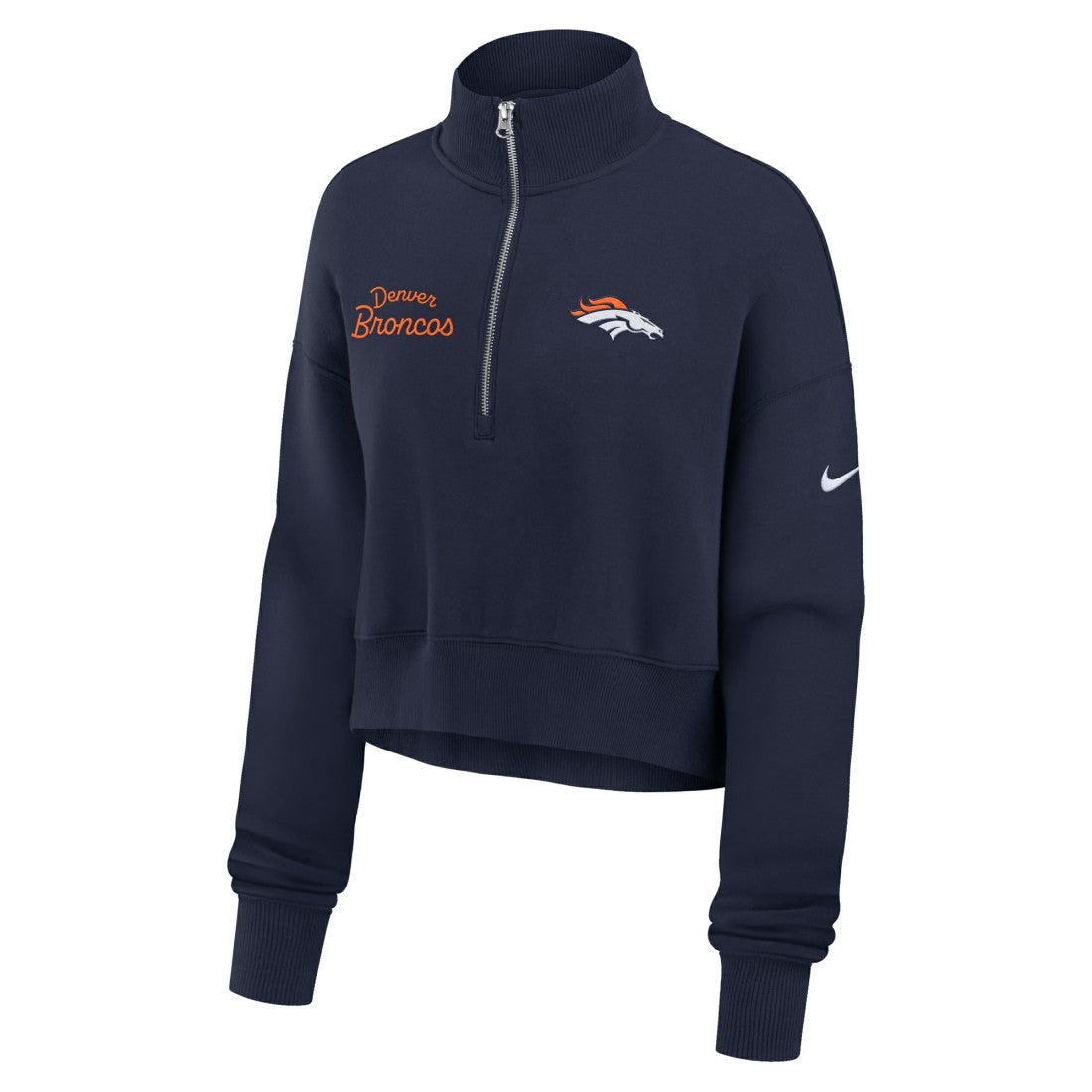 Denver Broncos Women's Primetime Phoenix Half-Zip Sweatshirt Navy