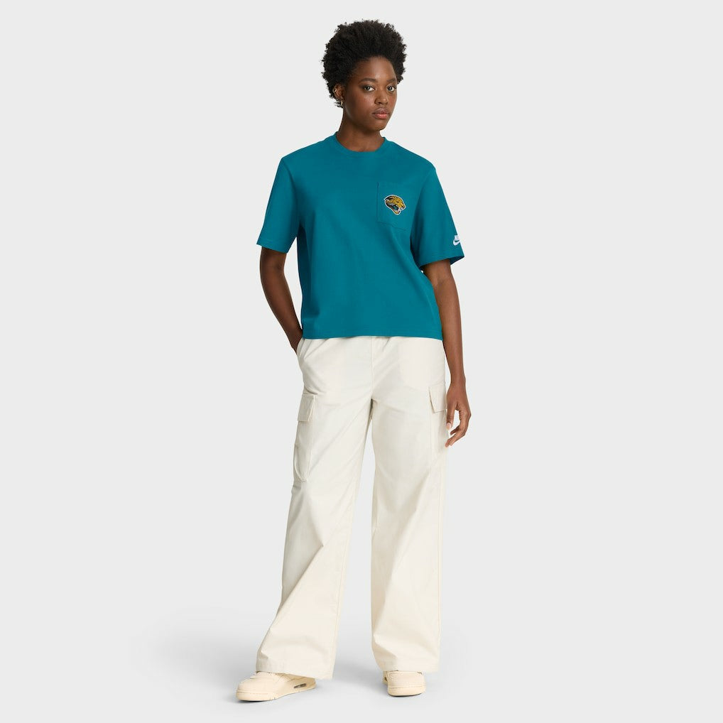 Jacksonville Jaguars Women's Rewind Pocket Boxy T-Shirt Teal