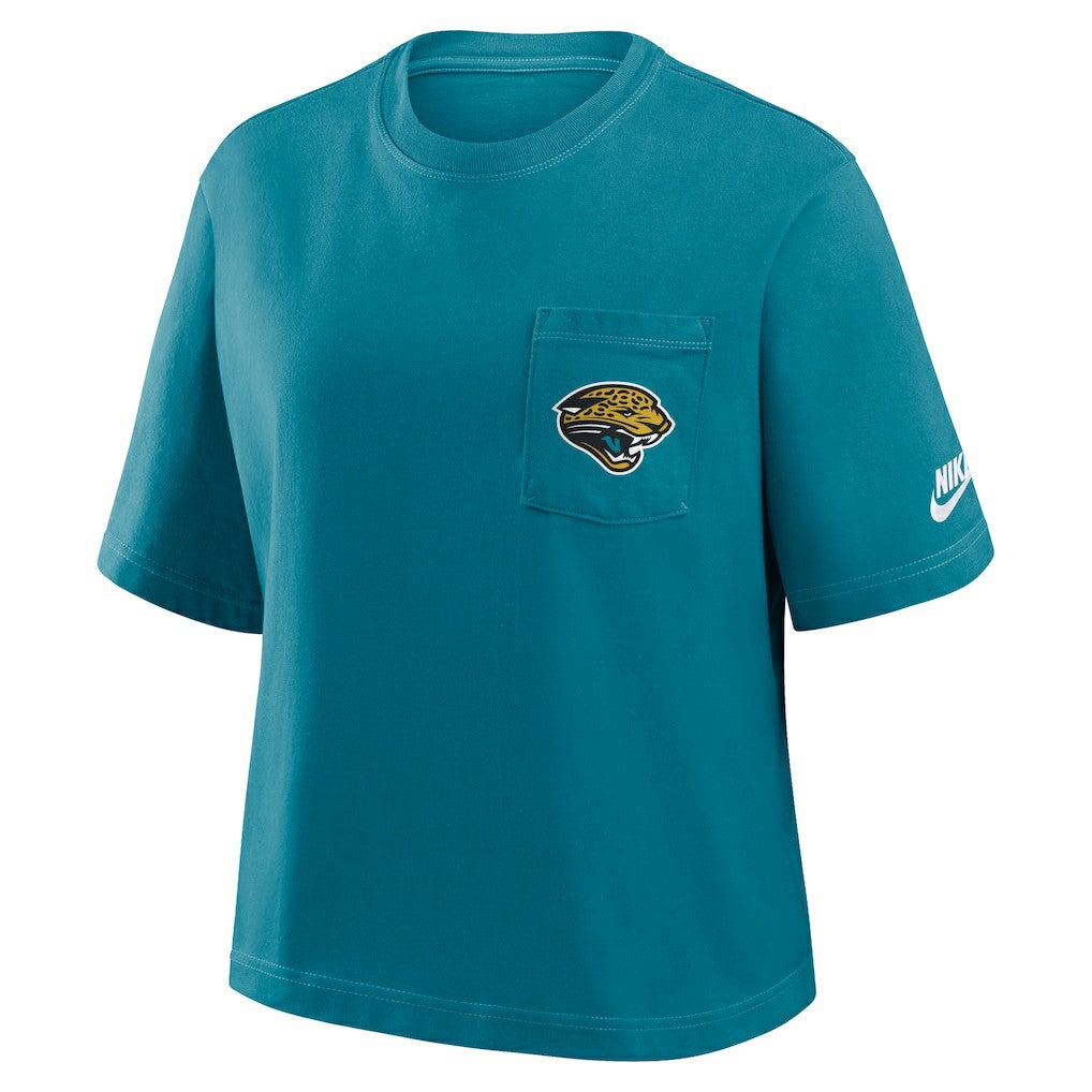 Jacksonville Jaguars Women's Rewind Pocket Boxy T-Shirt Teal