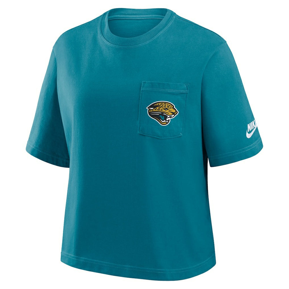 Jacksonville Jaguars Women's Rewind Pocket Boxy T-Shirt Teal