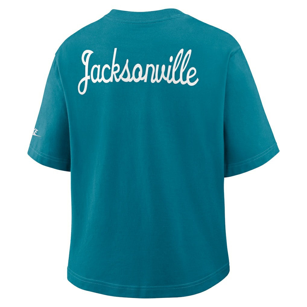 Jacksonville Jaguars Women's Rewind Pocket Boxy T-Shirt Teal