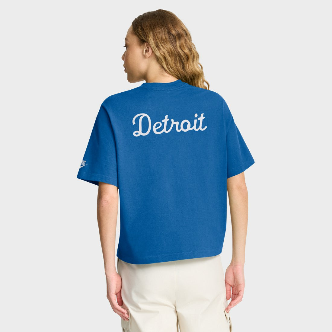 Detroit Lions Women's Rewind Pocket Boxy T-Shirt Blue