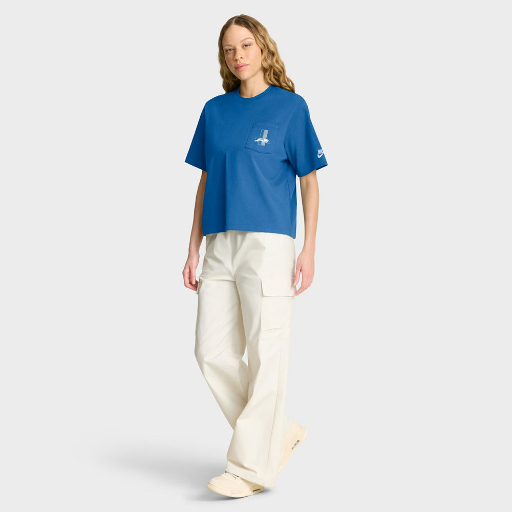 Detroit Lions Women's Rewind Pocket Boxy T-Shirt Blue
