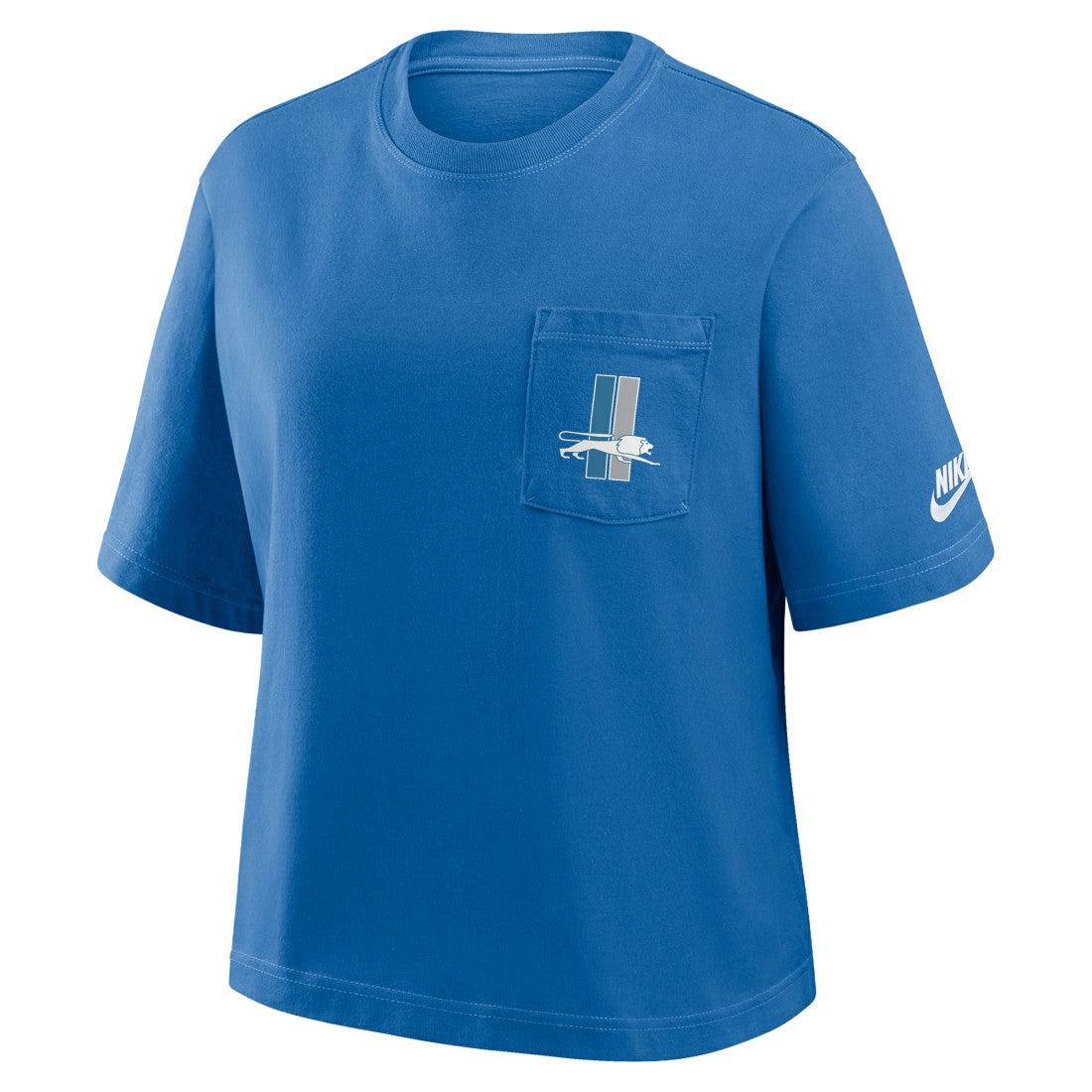 Detroit Lions Women's Rewind Pocket Boxy T-Shirt Blue