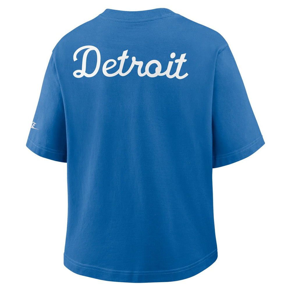 Detroit Lions Women's Rewind Pocket Boxy T-Shirt Blue