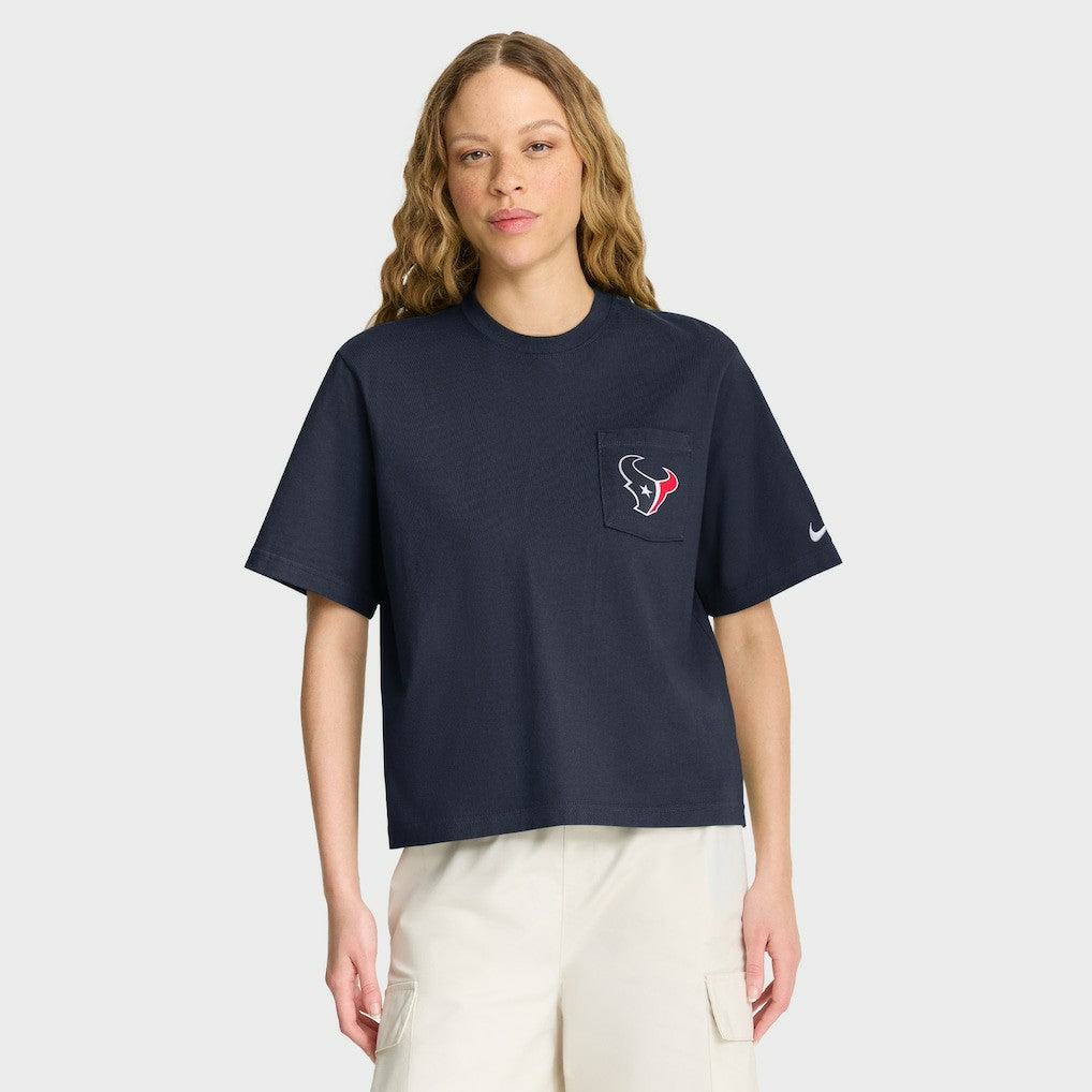 Houston Texans Women's Rewind Pocket Boxy T-Shirt Navy